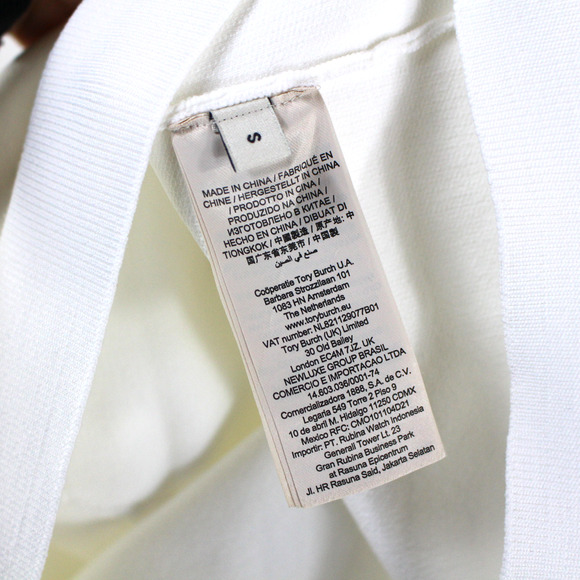 Tory Burch Logo Mock Neck Top NEW Short Sleeve Knit T Shirt Embossed Size S - Picture 8 of 8